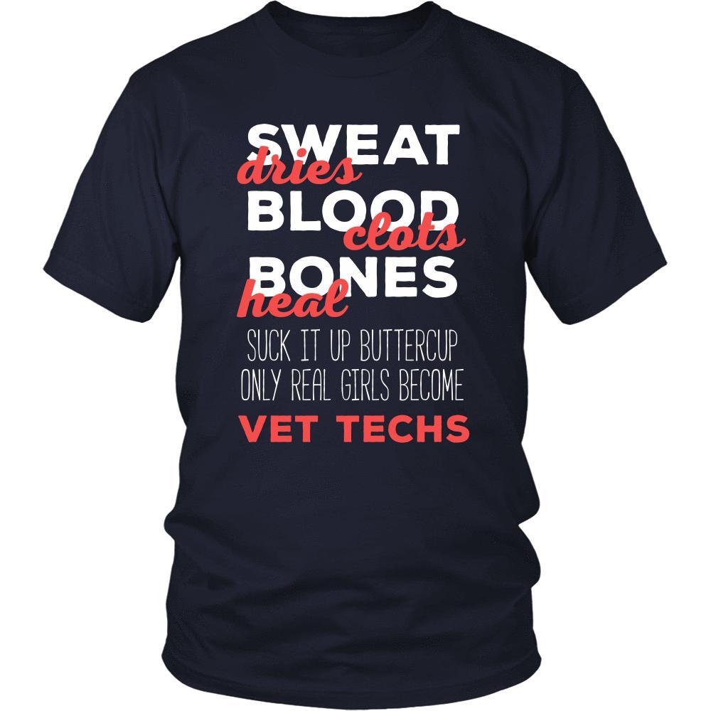 Veterinary T Shirt - Suck it up Buttercup Only Real Girls Become Vet Techs-T-shirt-Teelime | shirts-hoodies-mugs
