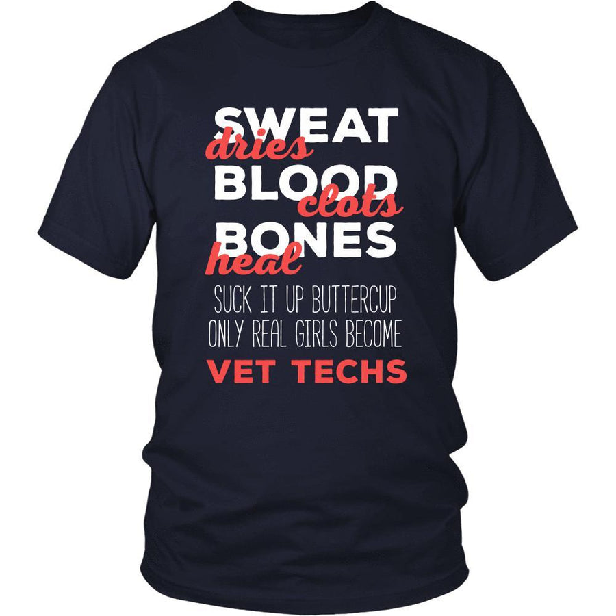 Veterinary T Shirt - Suck it up Buttercup Only Real Girls Become Vet Techs-T-shirt-Teelime | shirts-hoodies-mugs