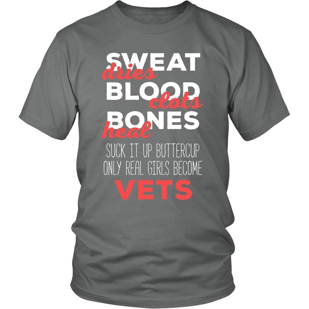 Veterinary T Shirt - Suck it up Buttercup Only Real Girls Become Vets-T-shirt-Teelime | shirts-hoodies-mugs
