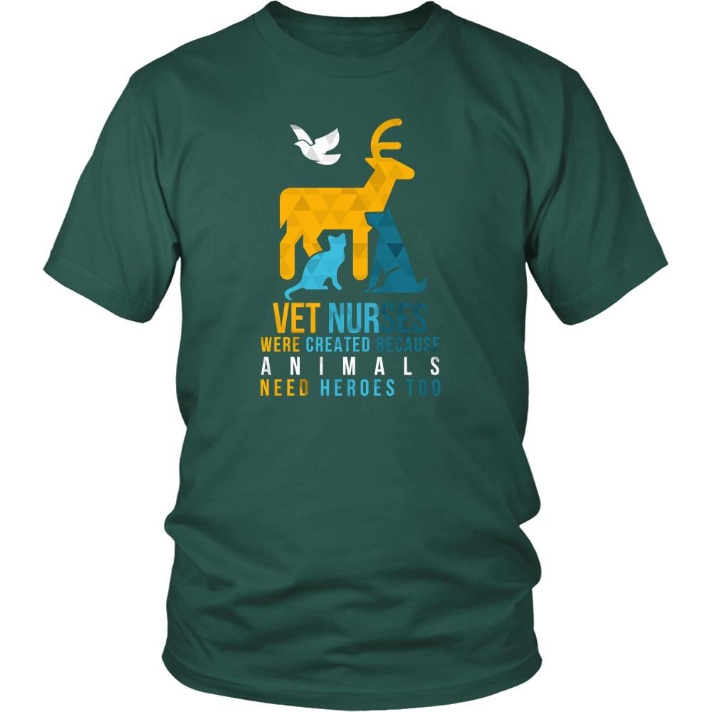 Veterinary T Shirt - Vet Nurses were created because Animals need heroes too-T-shirt-Teelime | shirts-hoodies-mugs