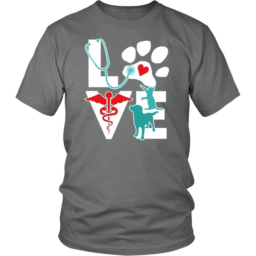 Veterinary T Shirt - Veterinarian Love Cat and Dog-T-shirt-Teelime | shirts-hoodies-mugs