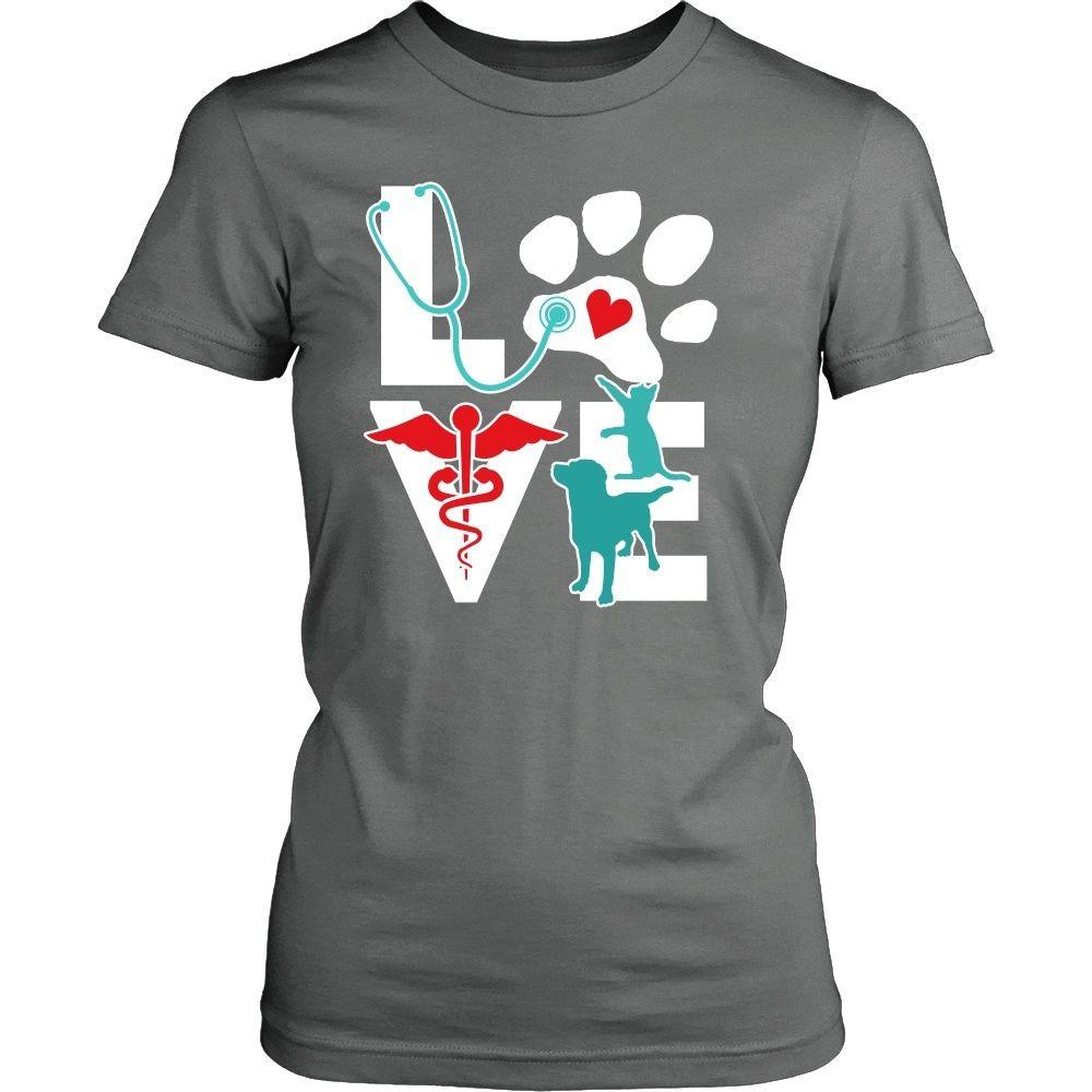 Veterinary T Shirt - Veterinarian Love Cat and Dog-T-shirt-Teelime | shirts-hoodies-mugs
