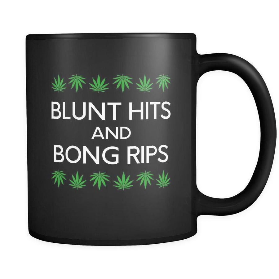 Weed Blunt Hits And Bong Rips 11oz Black Mug-Drinkware-Teelime | shirts-hoodies-mugs
