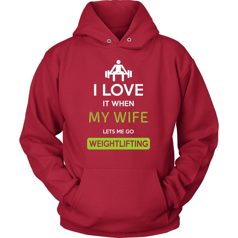 Weightlifting Shirt - I love it when my wife lets me go Weightlifting - Hobby Gift-T-shirt-Teelime | shirts-hoodies-mugs