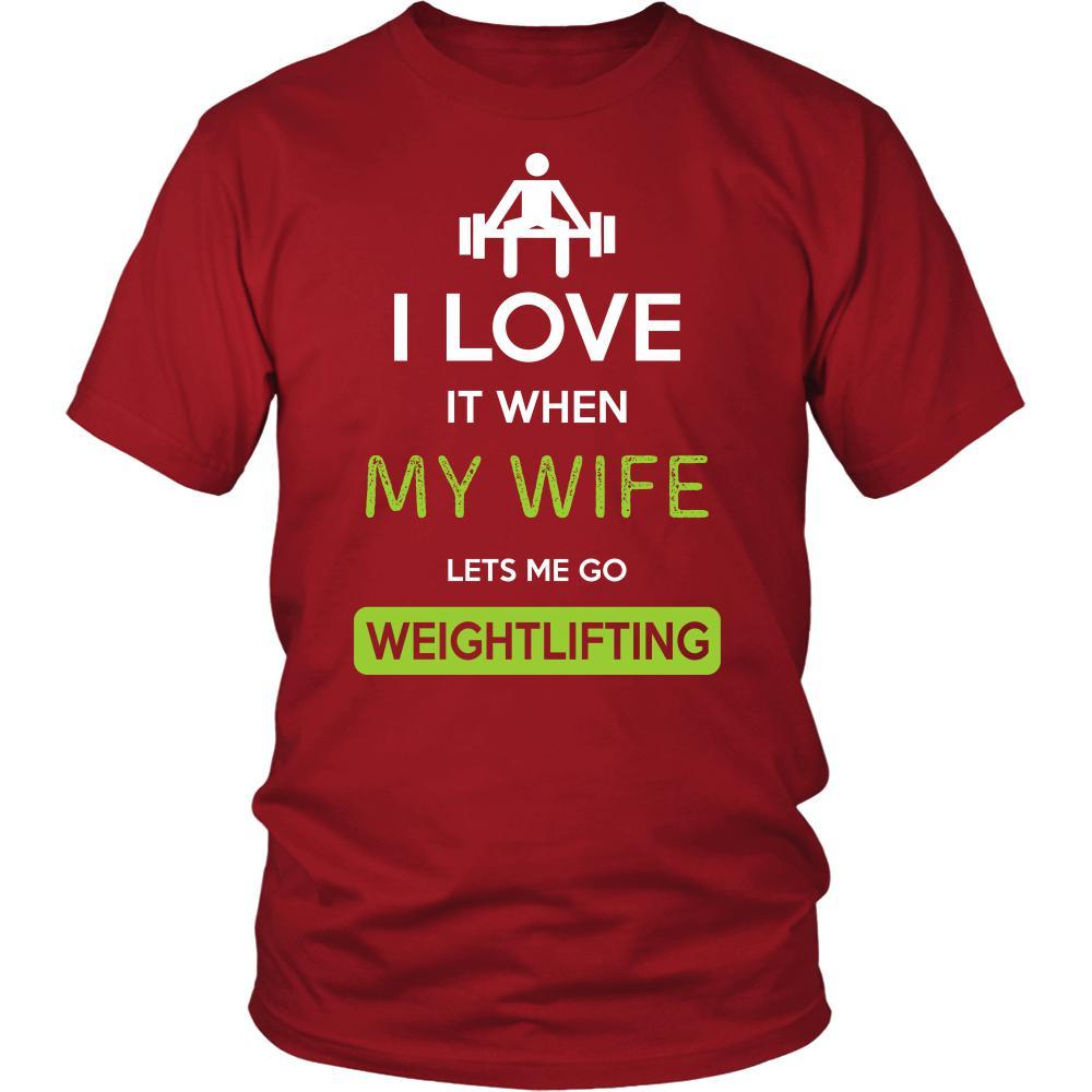 Weightlifting Shirt - I love it when my wife lets me go Weightlifting - Hobby Gift-T-shirt-Teelime | shirts-hoodies-mugs