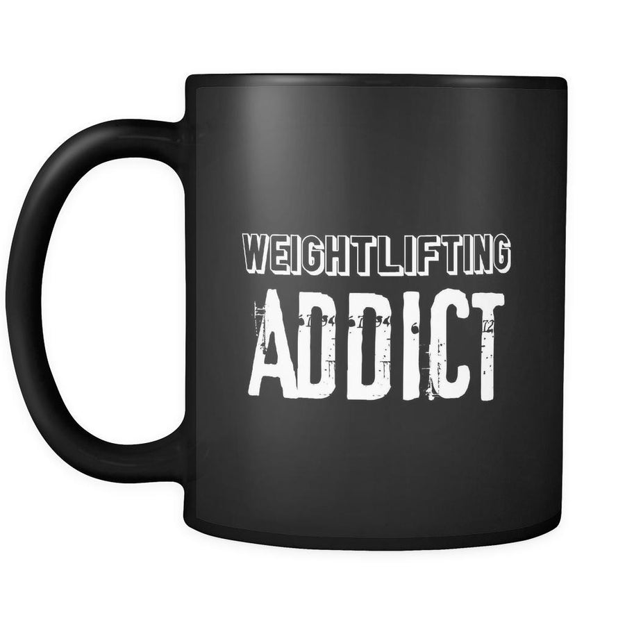 Weightlifting Weightlifting Addict 11oz Black Mug-Drinkware-Teelime | shirts-hoodies-mugs
