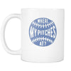 Where my pitches at mug - Baseball mug Baseball coffee cup (11oz) White-Drinkware-Teelime | shirts-hoodies-mugs