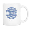 Where my pitches at mug - Baseball mug Baseball coffee cup (11oz) White-Drinkware-Teelime | shirts-hoodies-mugs