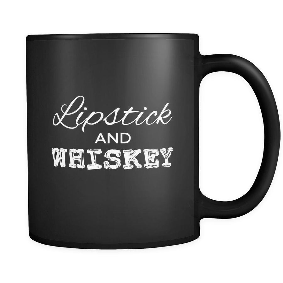 Whiskey Lipstick And Whiskey 11oz Black Mug-Drinkware-Teelime | shirts-hoodies-mugs