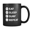 Wind Surfing - Eat Sleep Surf Repeat - 11oz Black Mug-Drinkware-Teelime | shirts-hoodies-mugs