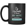 Windsurfing - I love it when my wife lets me go Windsurfing - 11oz Black Mug-Drinkware-Teelime | shirts-hoodies-mugs