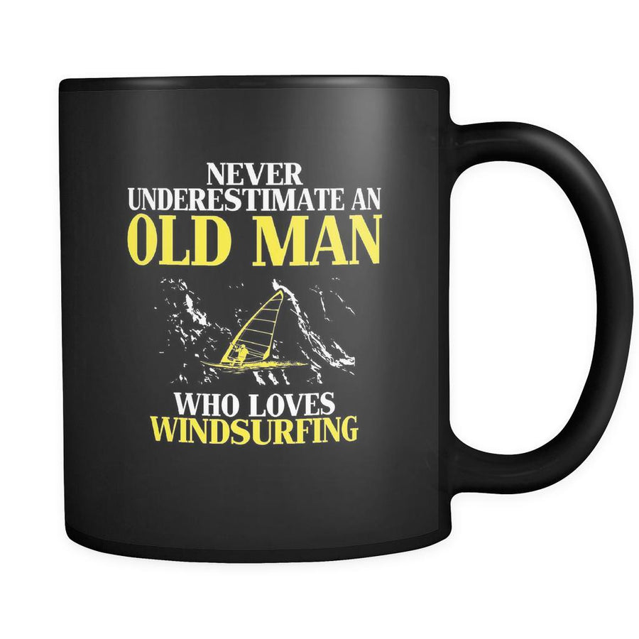 Windsurfing Never underestimate an old man who loves windsurfing 11oz Black Mug-Drinkware-Teelime | shirts-hoodies-mugs