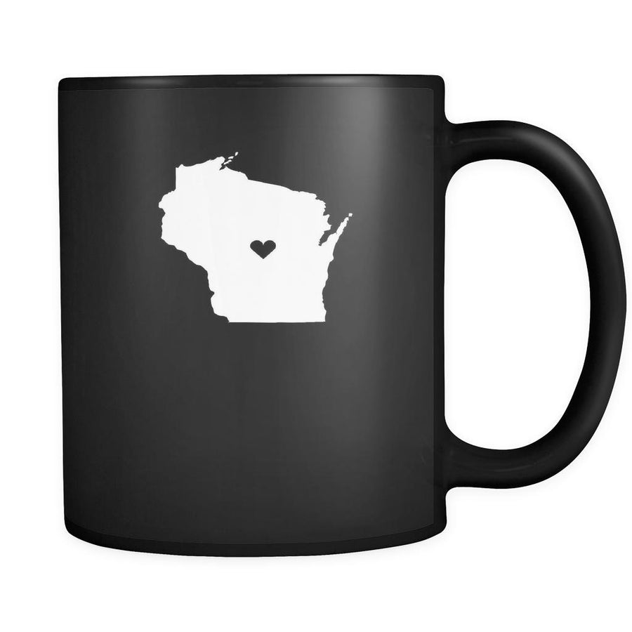 Wisconsin Love Wisconsin 11oz Black Mug-Drinkware-Teelime | shirts-hoodies-mugs