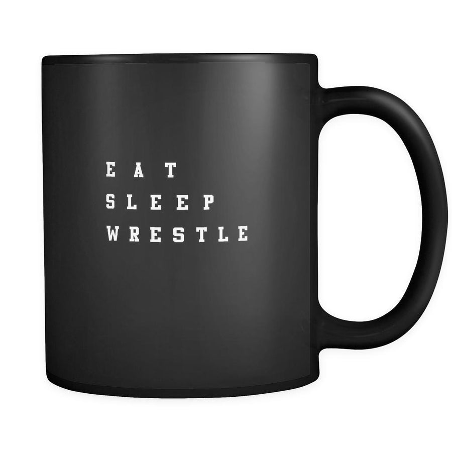 Wrestling eat sleep wrestle 11oz Black Mug