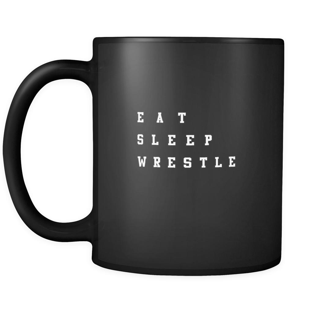 Wrestling eat sleep wrestle 11oz Black Mug