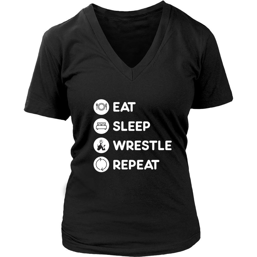 Wrestling - Eat Sleep Wrestle Repeat - Wrestler Sport Shirt-T-shirt-Teelime | shirts-hoodies-mugs