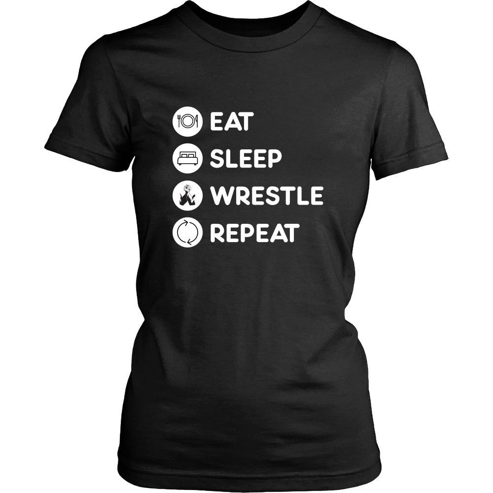 Wrestling - Eat Sleep Wrestle Repeat - Wrestler Sport Shirt-T-shirt-Teelime | shirts-hoodies-mugs