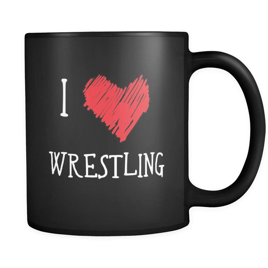 Wrestling I Love Wrestling 11oz Black Mug