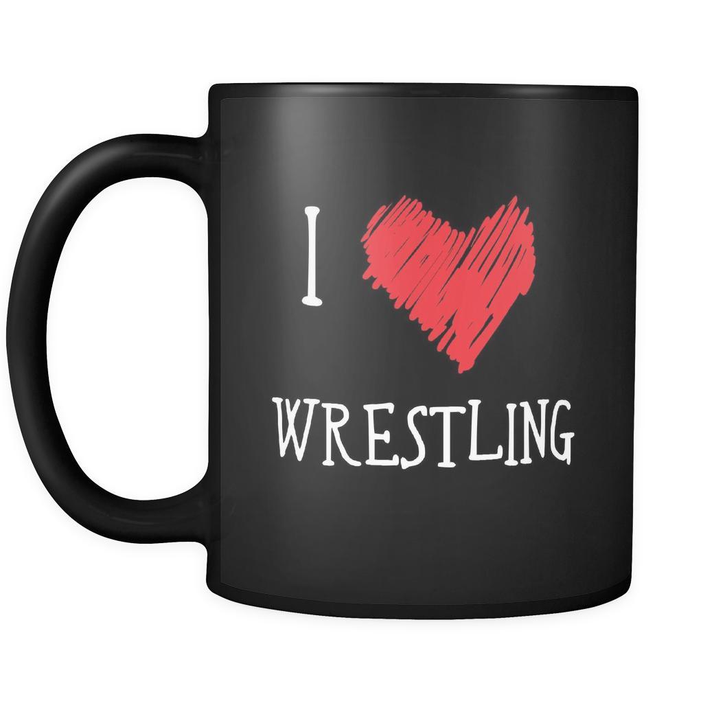 Wrestling I Love Wrestling 11oz Black Mug