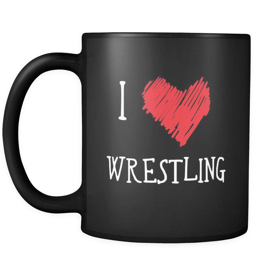 Wrestling I Love Wrestling 11oz Black Mug-Drinkware-Teelime | shirts-hoodies-mugs