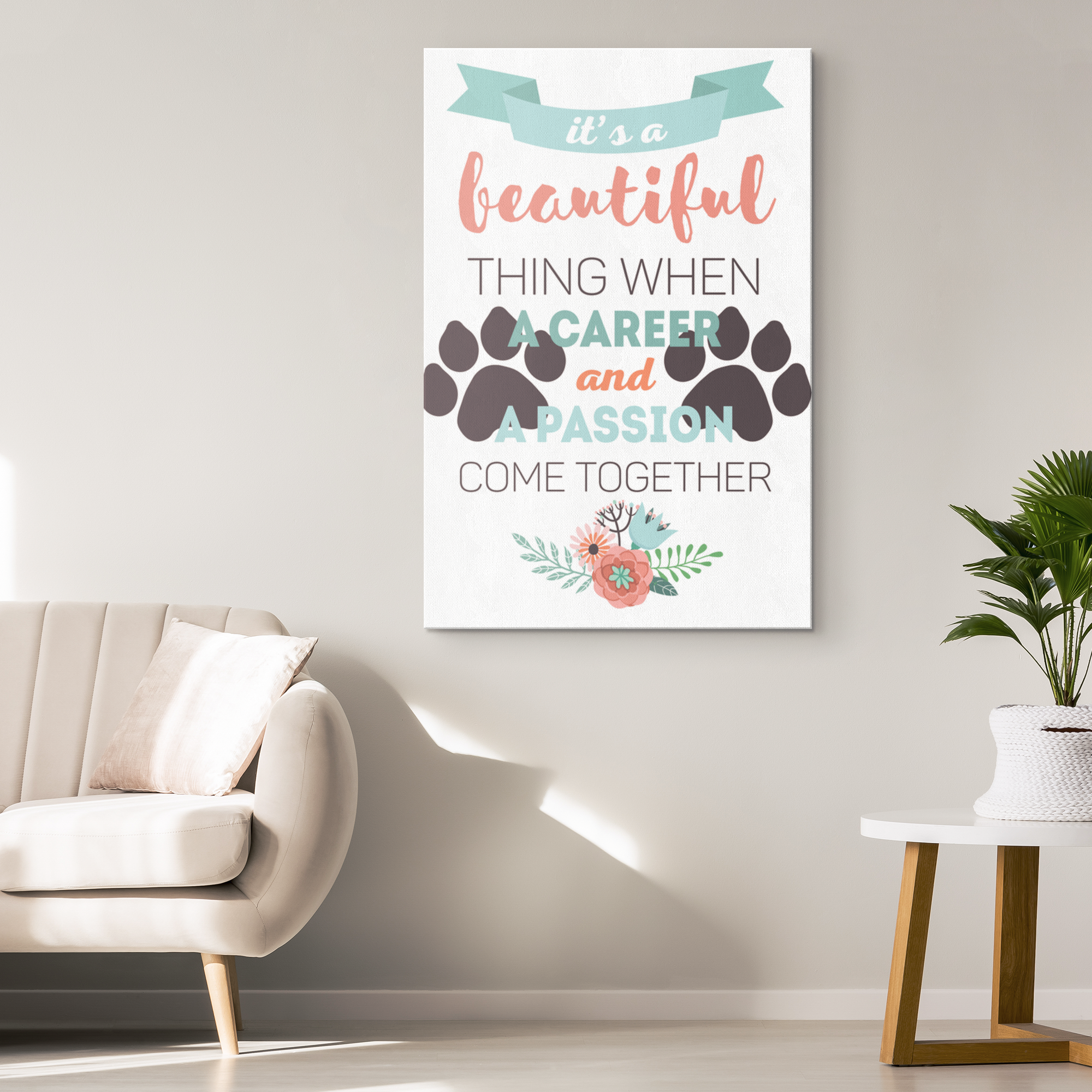 Veterinary Canvas - It's beautiful thing when a career and a passion come together-Canvas Wall Art 2-Teelime | shirts-hoodies-mugs
