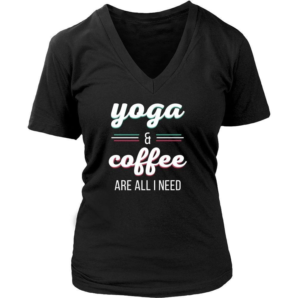 Yoga T Shirt - Yoga & Coffee are all I need-T-shirt-Teelime | shirts-hoodies-mugs
