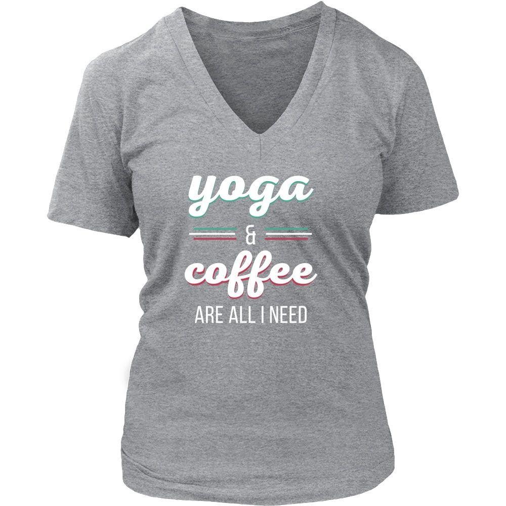 Yoga T Shirt - Yoga & Coffee are all I need-T-shirt-Teelime | shirts-hoodies-mugs