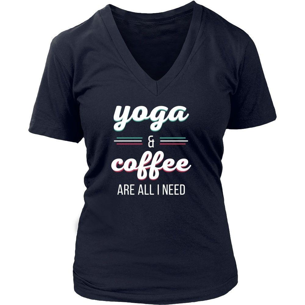 Yoga T Shirt - Yoga & Coffee are all I need-T-shirt-Teelime | shirts-hoodies-mugs
