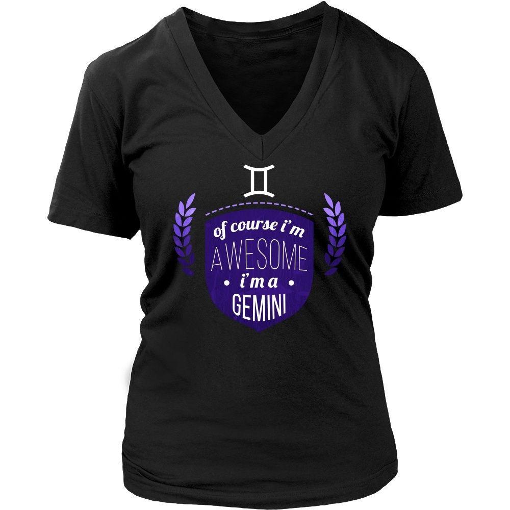 Zodiac T Shirt - Of course I'm awesome I'm a Gemini-T-shirt-Teelime | shirts-hoodies-mugs