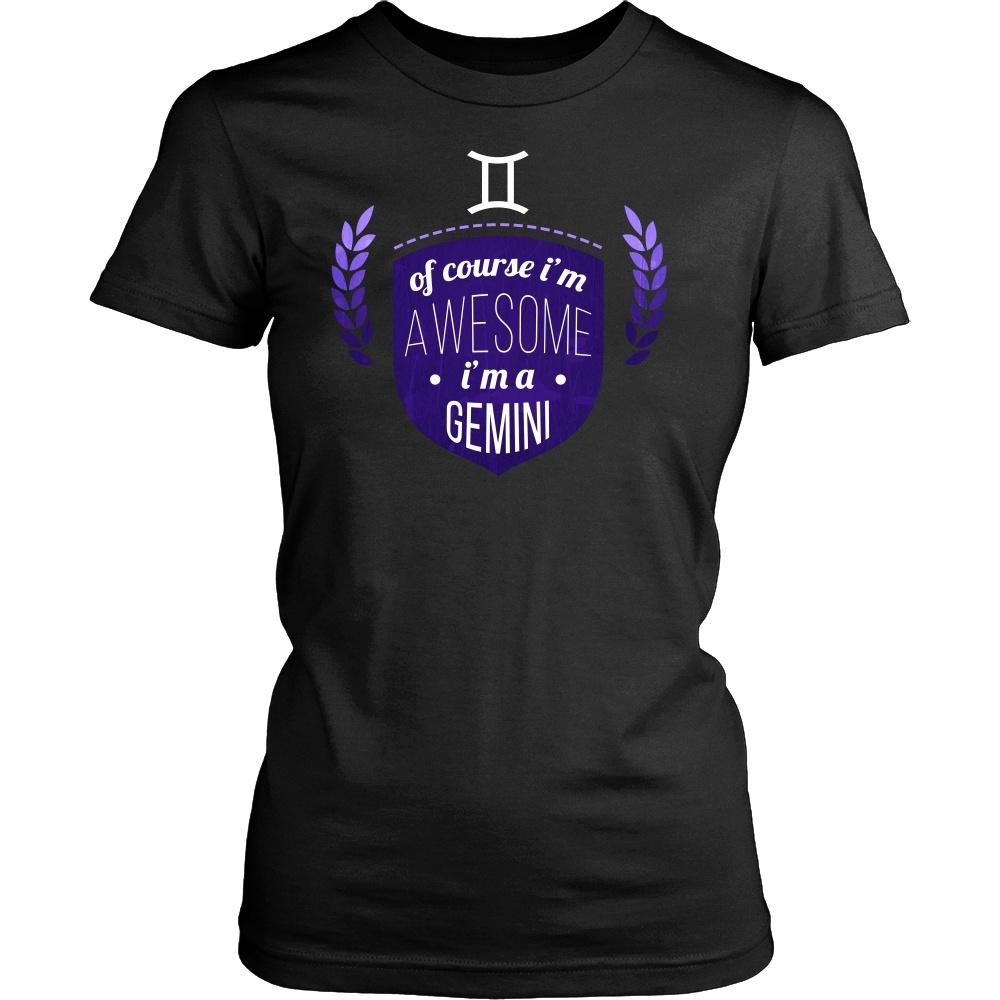 Zodiac T Shirt - Of course I'm awesome I'm a Gemini-T-shirt-Teelime | shirts-hoodies-mugs